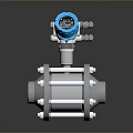 Industrial Flow Meter With Blue Digital Display And Stainless Steel Flange Body