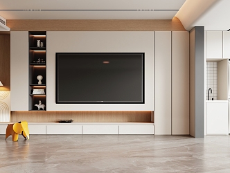 Modern TV background wall 3d model