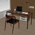 Middle style desk and chair computer combination 3d model