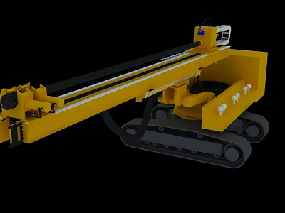 Yellow Tracked Construction Utility Vehicle With Long Boom Drilling Equipment 3d model