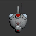 Silver Spherical Mechanical Equipment With Red Dome White Circular Components Antennas And Red Star