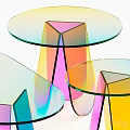 Colorful Transparent Glass Coffee Tables Modern Design With Vibrant Colored Legs
