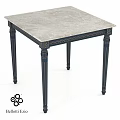 Elegant Dining Table With Marble Top And Dark Blue Carved Legs