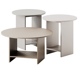 Coffee Table Side Table Combination Coffee Table Round Table Side Table Minimalist Cream 3d model