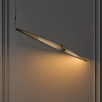 Contemporary Linear Metal Chandelier with Warm White Light for Dining Area Interior Decoration 3d model