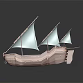 Classic Wooden Sailboat With White Sails And Vintage Deck Design Details