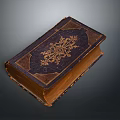 Intricately Carved Antique Book Cover With Ornate Gold Patterns And Leather Binding