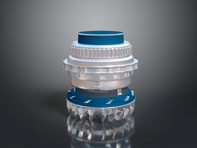 Multi Layer Mechanical Component With Blue Top Silver Metal And Precision Industrial Structure Design 3d model