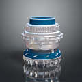 Multi Layer Mechanical Component With Blue Top Silver Metal And Precision Industrial Structure Design