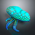 Vibrant Turquoise Aquatic Animal With Spotted Design Long Tentacles And Circular Patterns