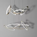 Modern Gold And White Pendant Lights With Interlocking Circular Hanging Rings Design