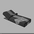 Modern Lounge Chair with Gray and White Stripes Rolled Cushion Draped Cloth and Metal Frame