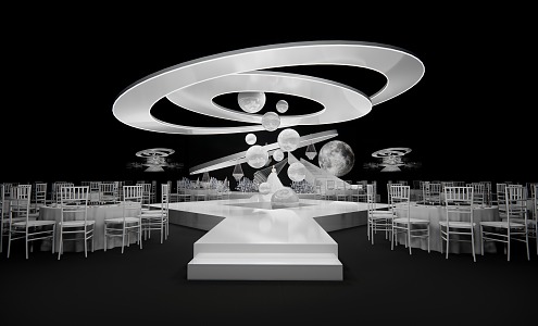 Pure White Minimalist Show Style Wedding 3d model