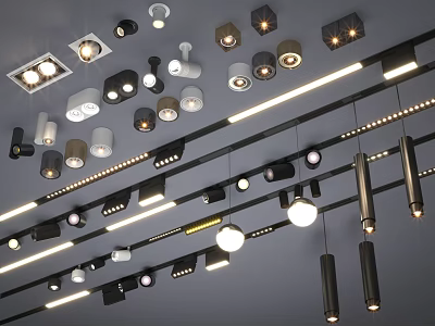 Modern LED Ceiling Mounted Downlights And Spotlights With Various Designs For Indoor Lighting 3d model