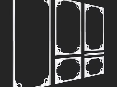 Decorative Components with Ornate White Borders for Interior Wall Design 3d model