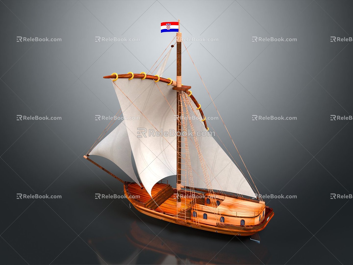 Modern Sailing Cartoon Sailing 3d model