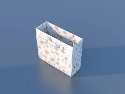 White Reusable Shopping Bag With Beige Polka Dots And Handle Design 3d model