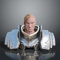 Male Portrait in Silver and Gold Armor with Detailed Shoulder Plates