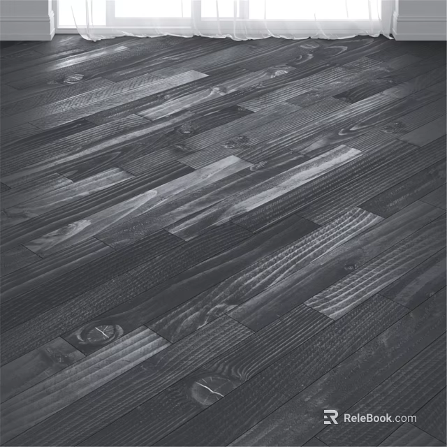 Dark Wooden Floor With Natural Wood Grain And Modern Plank Design 3d model 