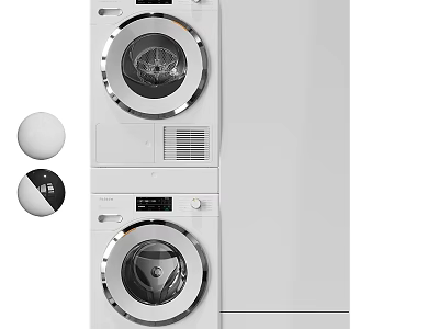 Modern Stackable Front Load Washing Machine With Energy Efficient Design And Control Panel 3d model