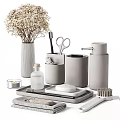 Minimalist Modern Gray Bathroom Accessories With Toothbrush Holder Soap Dispenser And Soap Dish