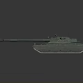 Military Tank With Green Camouflage Paint Long Barrel Turret And Tracks