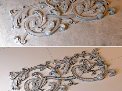 Ornate Carving Design Featuring Intricate Scroll Patterns For Wall Decor 3d model