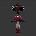 Witch Character Design With Purple Hat Red Hair And Black Red Outfit Front Back Views 3d model