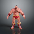 Muscular Fantasy Character With Bald Head Red Trunks And Boots