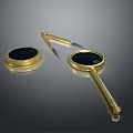 Set of Two Magnifying Glasses and Metal Tool with Golden Finish and Sturdy Handles