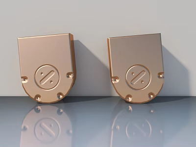 Golden Swing Door Hinges With Square Plates And Mounting Screws 3d model