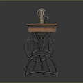 Vintage Sewing Machine With Wooden Tabletop And Metal Stand Retro Style