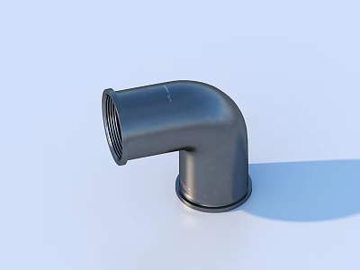 Durable Black Elbow Plumbing Fitting With Threaded End And Smooth Surface 3d model