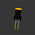 Yellow Forklift Truck With Black Cab And Front Forks On Reflective Surface