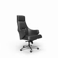 Black Leather High Back Office Chair With Modern Design And Rolling Wheels