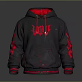 Gray Hoodie with Red Lining Accents Sleeve Patterns and Front LOUD Lettering