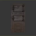 Vintage Brown Metal Safe Cabinet With Textured Surface And Lock Design