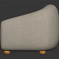 Light Gray Fabric Single Sofa With Rounded Armrests And Wooden Legs 3d model