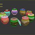 Colorful Ceramic Decorative Jars For Aquarium Fish Tank With White Lids And Patterns