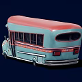 Vintage Turquoise Red Bus Model With Oxford Sign And Decorative Details On Reflective Surface