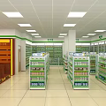 Shopping Mall Pharmacy Store With Chinese Western Medicine Sections Wooden Cabinets Shelves And Product Displays