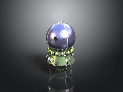Modern Spherical Spacecraft With Antennas And Green Modules For Space Exploration 3d model