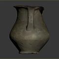 Sculptural Carving Of Ancient Handcrafted Clay Jug With Cracked Handle And Details
