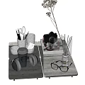 Tabletop Decorative Ornament Combination With Camera Dried Flowers Aromatherapy Bottle Coffee Cup Headphones And Sunglasses