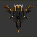 Futuristic Sci Fi Fighter Spaceship Design With Black Orange Accents And Aerodynamic Structure