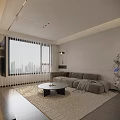 Modern Living Room Interior With Window Blinds City View White Cabinets Washing Machine And Sofa