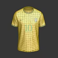 Brazil Yellow Soccer Jersey With Number 10 Nike Logo And Green Trim