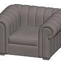 Light Gray Single Sofa With Channel Tufted Back And Rounded Velvet Armrests 3d model