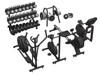 Complete Home Gym Sports Equipment Collection With Dumbbells Barbells And Fitness Training Machines 3d model