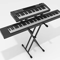 Double Layer Electronic Keyboard Piano With Black Stand And Digital Controls 3d model